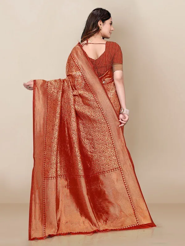 Red_Woven_Kanjivaram_Silk_Saree_with_Saree_Cover